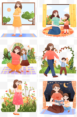 母亲节妈妈的节日图片_母亲节合集的插画