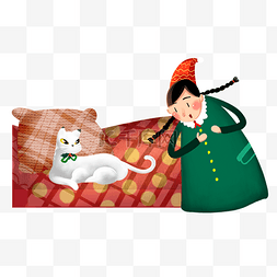 小猫玩耍图片_躺在床上的小猫插画