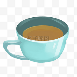 生长的咖啡豆图片_蓝色圆形咖啡杯