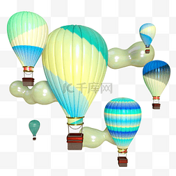 五四青年彩色热气球三维电商