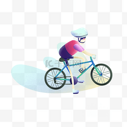 骑自行车插画图片_夏日清新插画骑自行车