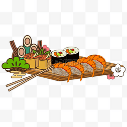 日本寿司美食插画