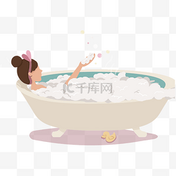 的浴缸图片_泡澡的女人