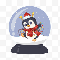 雪花水晶球图片_圣诞水晶球可爱企鹅元素