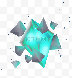 晶体图片_蓝绿色立体晶体
