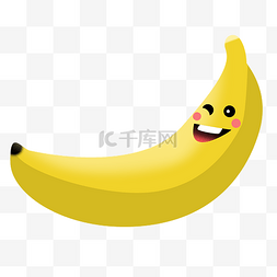 黄色的香蕉卡通图片_香蕉立体笑脸插画