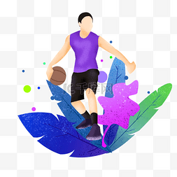 篮球运动员男子肌理风格插画