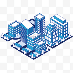 蓝色城市建筑