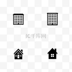 建筑ui图片_黑色创意建筑房屋图标元素