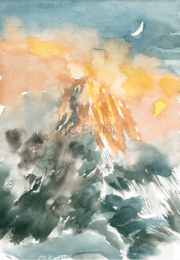 的山顶图片_山顶的火烧云