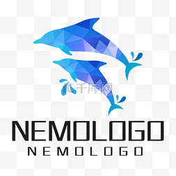马赛克logo图片_蓝色像素格鲸鱼LOGO