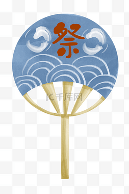 扇子日本图片_蓝色的日本扇子插画
