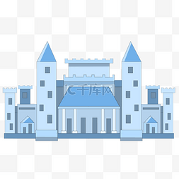 蓝色梦幻城堡插画