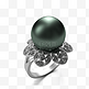 豪华黑色珍珠钻石戒指