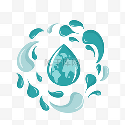 世界水日节图片_蓝色水滴环绕世界水日