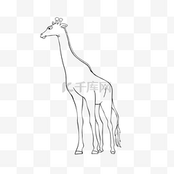手绘黑白儿童画图片_giraffe clipart black and white 线稿长颈