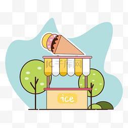 夏季扁平风冰淇淋店铺