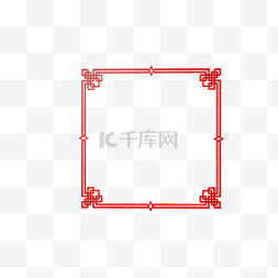 复古免扣边框图片_C4D春节红色中国风边框