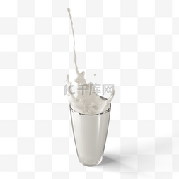 玻璃杯中的牛奶3d元素