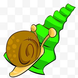 蜗牛爬绿色梯子插画