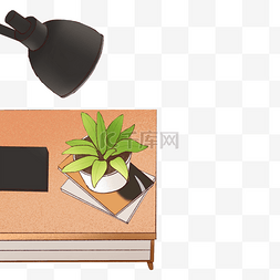 台面花图片_黑色台灯和植物免抠图
