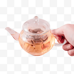 花茶茶壶图片_茶饮花茶玫瑰养生茶手拿茶壶