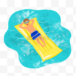 在海面漂浮度假的小男孩