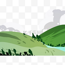 绿色草原山脉图片_绿色草原山脉河流