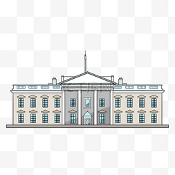 手绘平面样式白宫建筑白宫