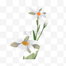 白色清新小花图片_手绘卡通白色花卉免扣元素
