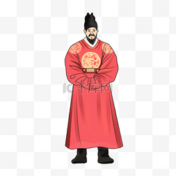 传统服饰纹样图片_红色站立的世宗大王