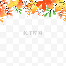 秋天落叶树叶缤纷金黄装饰边框