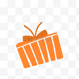 橙色蝴蝶结图片_卡通橙色礼盒图标免扣图