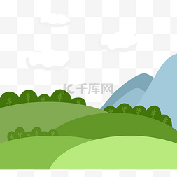 卡通青山绿植插画