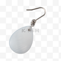 实物摄影图一只白玉水滴形状耳环