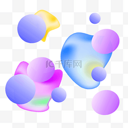 蓝紫色蒸汽波不规则装饰圆形