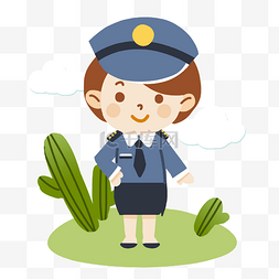 卡通执勤图片_执勤中的女警察手绘