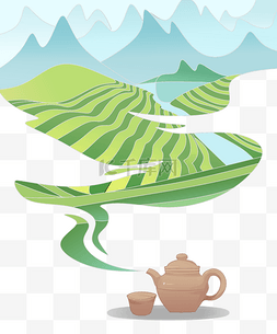 茶文化素材图片_茶壶梯田