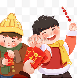 春节小孩红包手拿糖葫芦