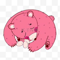 趴着动物粉色熊