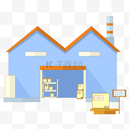 仓库物料图片_蓝色厂房仓库建筑