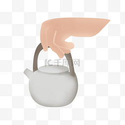 茶壶装饰图片_灰色的茶壶装饰插画