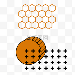 孟菲斯风格橘色系透明免扣元素