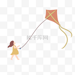 风筝顶棚图片_卡通少女放风筝