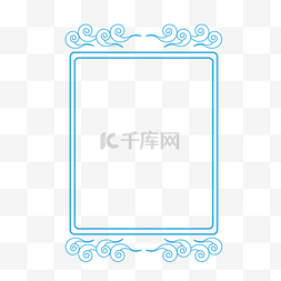 简约线条祥云图片_蓝色中国风波祥云纹简约线条边框