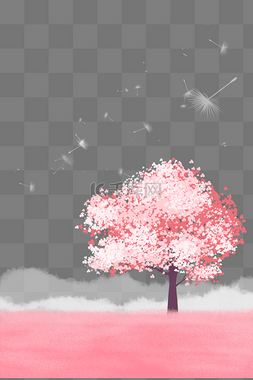 浪漫情人节粉色樱花树