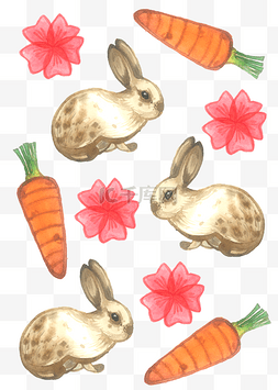 色彩印花兔子萝卜装饰