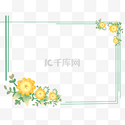 纹理绿色黄色图片_黄色小清新花朵装饰边框纹理