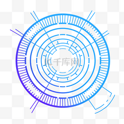 蓝色科技线条圆圈图片_科技感蓝色渐变圆形线圈