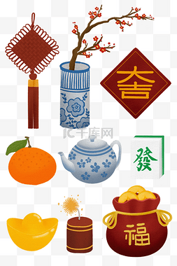 春节logo图片_牛年新年春节贴纸大吉